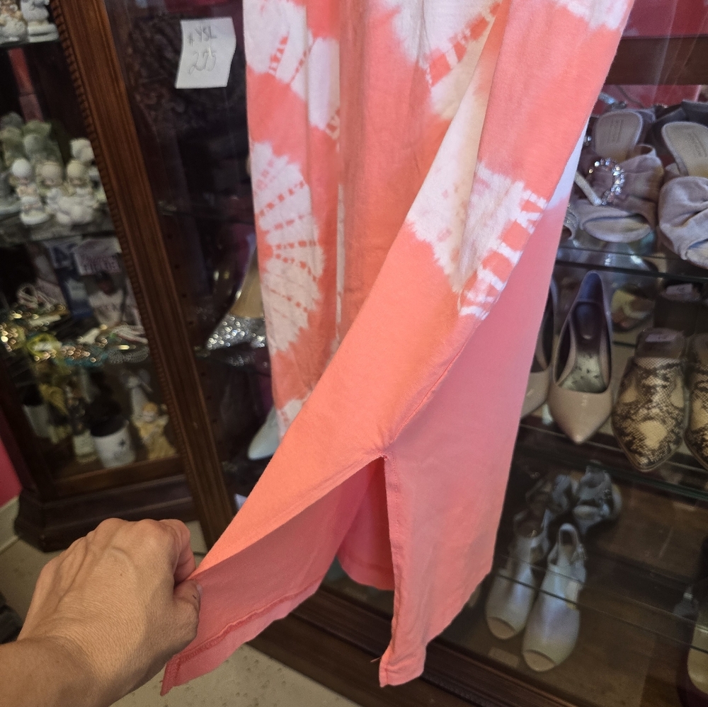 Coral Tie-Dye Women's Dress - Picture 3 of 7